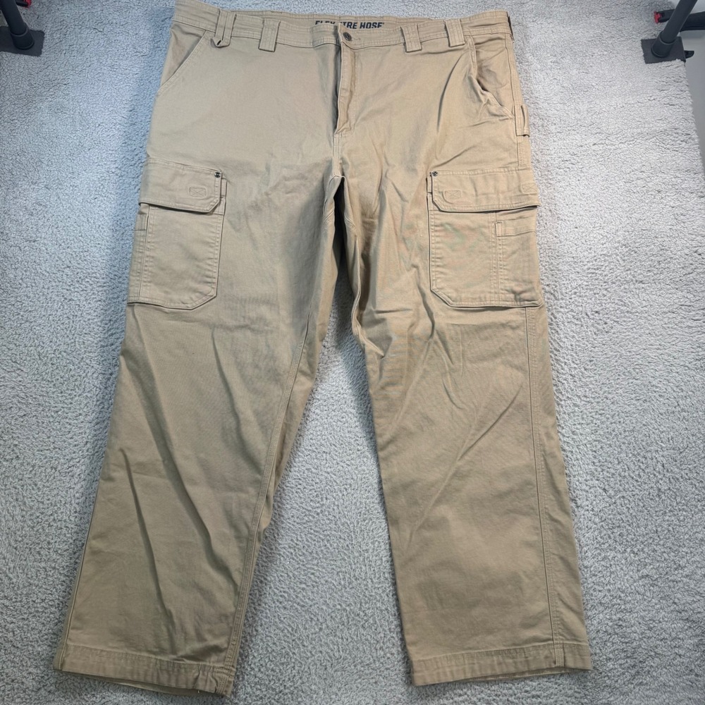Duluth Trading Co Flex Fire Hose Relaxed Fit Cargo Pants Khaki 46x31 Mens